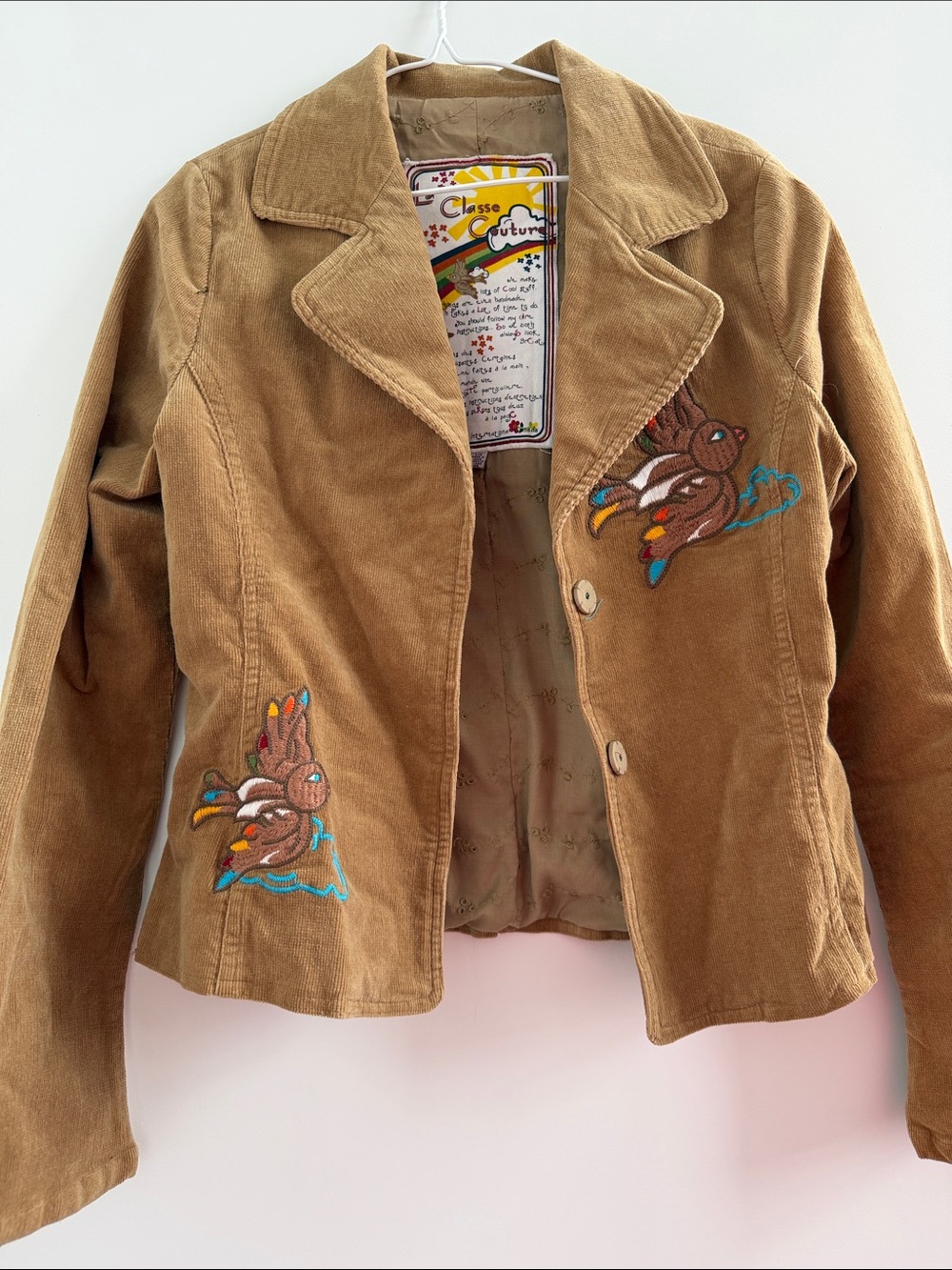 Corduroy Embroidered Blazer Jacket - La Classe Couture
